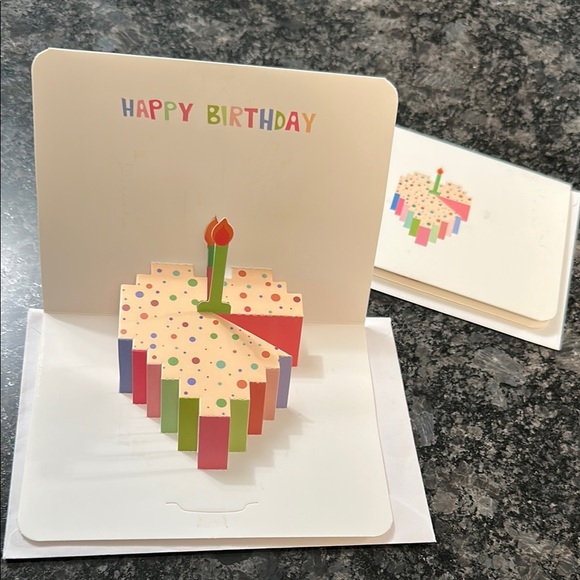 2 Colorful Birthday Pop-Up Cards Set of 2 Pop Up Heart Shaped Cake Card NWT - Picture 2 of 9